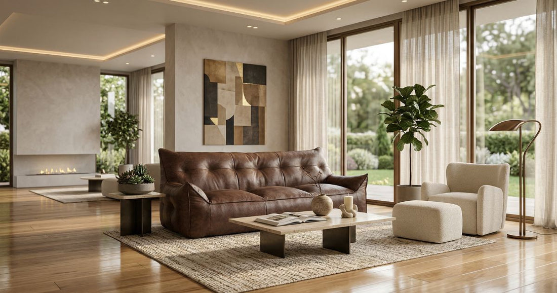 Canapé et pouf : l'alliance parfaite pour un salon modulable et convivial