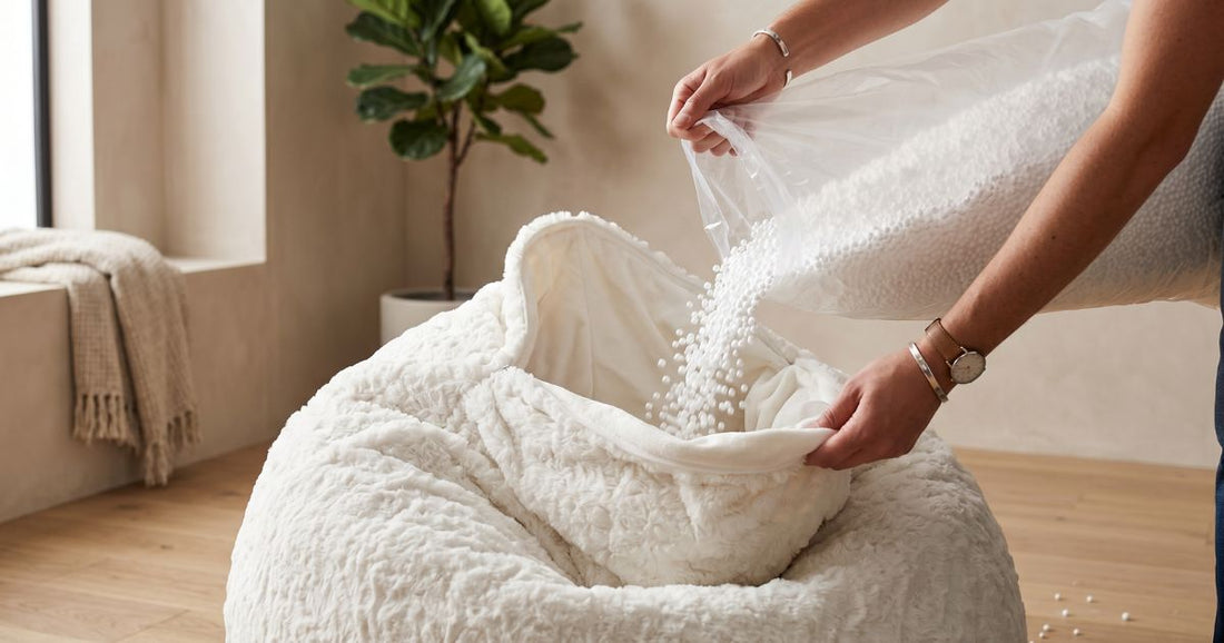 Comment remplir un pouf de billes de polystyrène ? Guide pas-à-pas