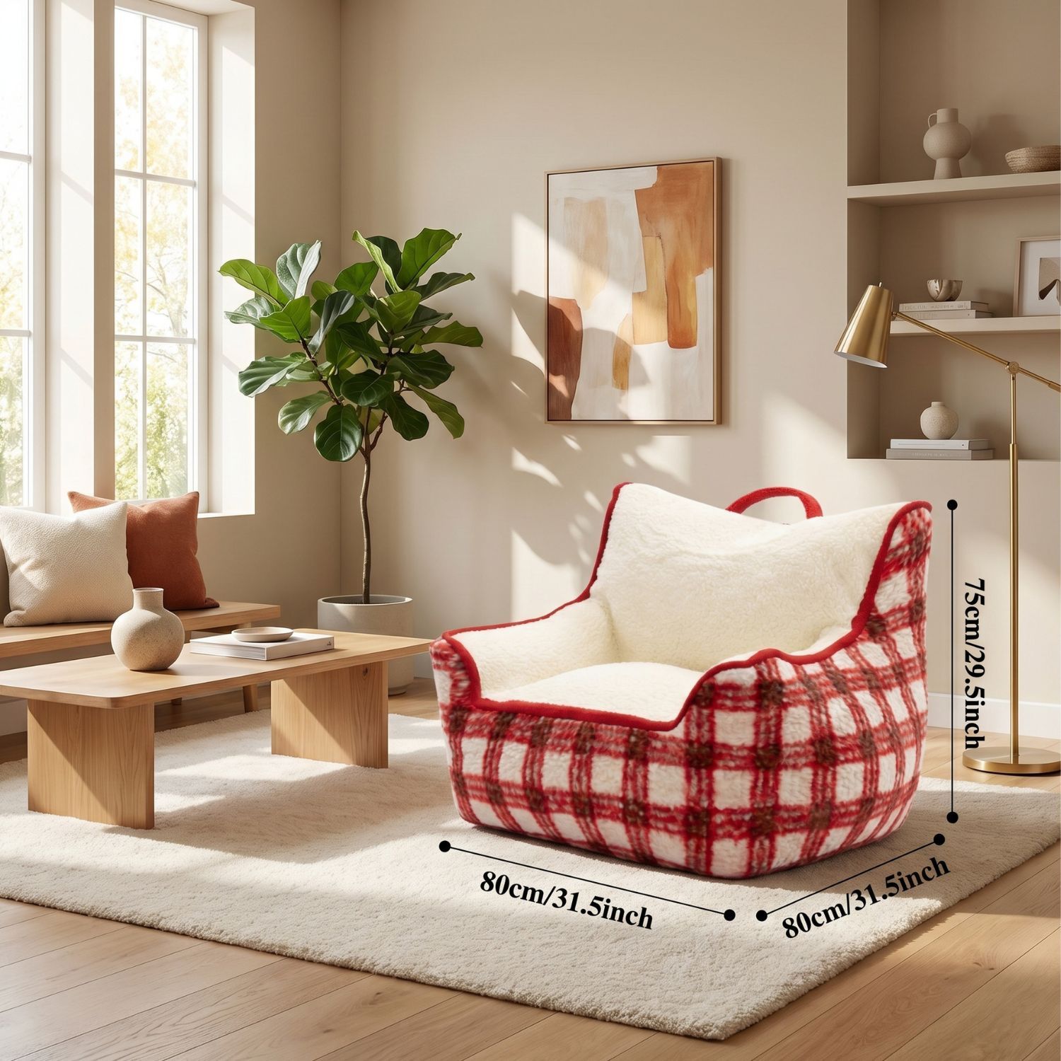 AURA | Pouf fauteuil polaire carreaux hivernal | Nomaï – image 3