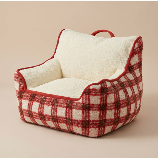 AURA | Pouf fauteuil polaire carreaux hivernal | Nomaï