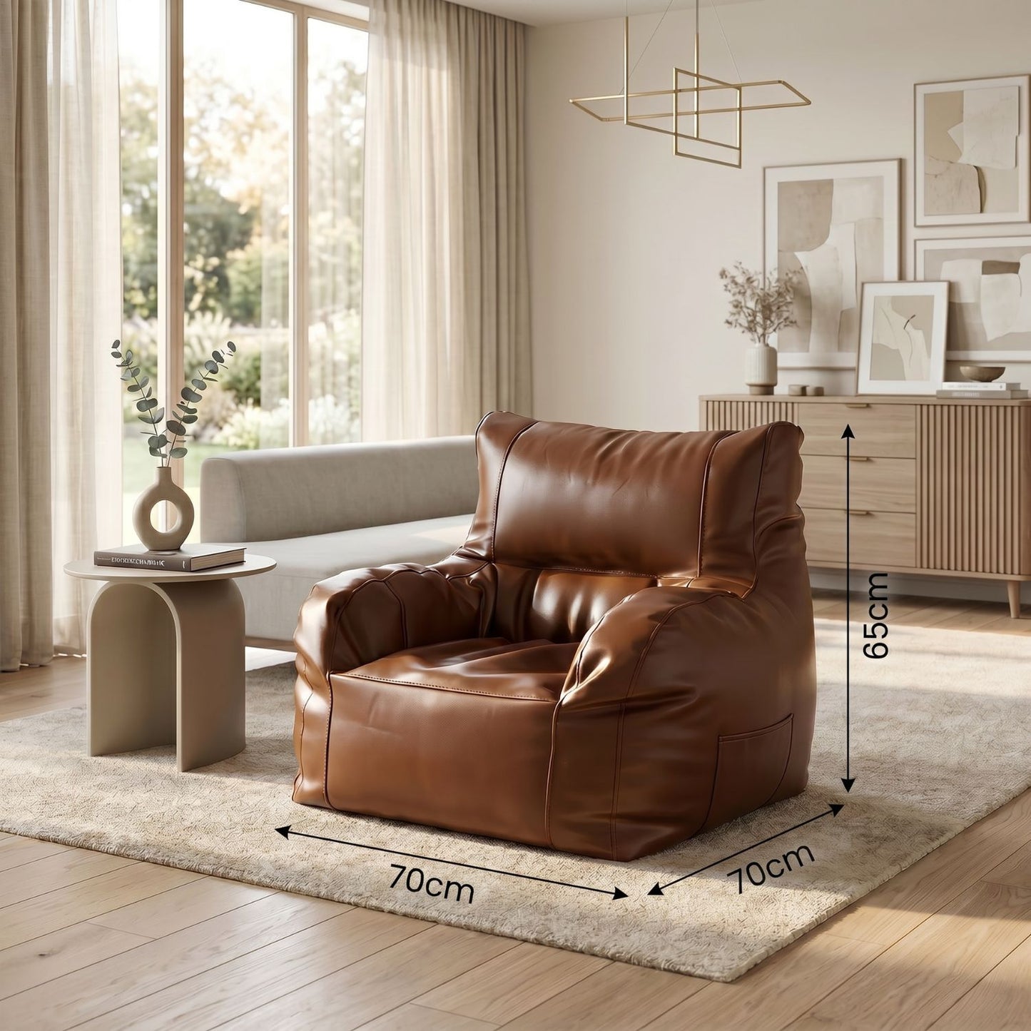 AURA | Pouf fauteuil simili cuir brun souple | Nomaï – image 3