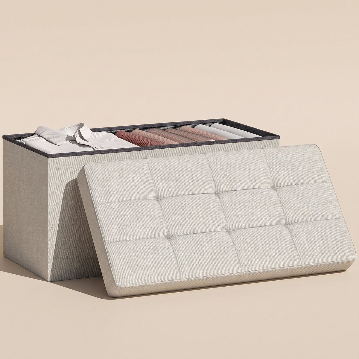 NEST | Banc coffre effet lin | Nomaï – crème