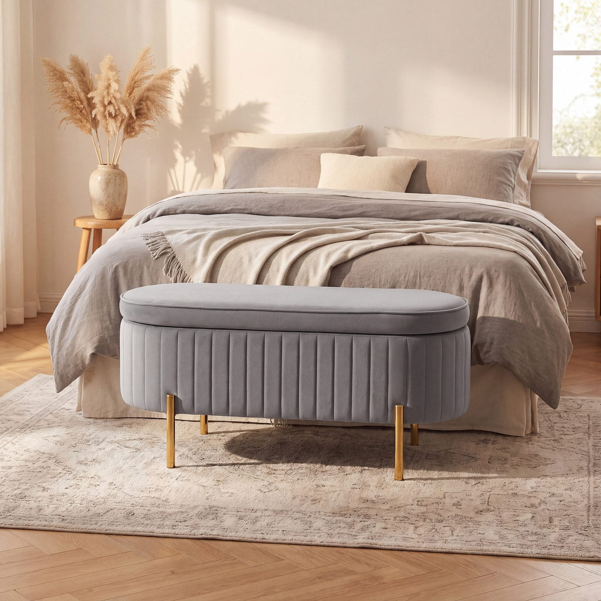 NEST | Banc coffre ovale velours | Nomaï – mise en situation 1