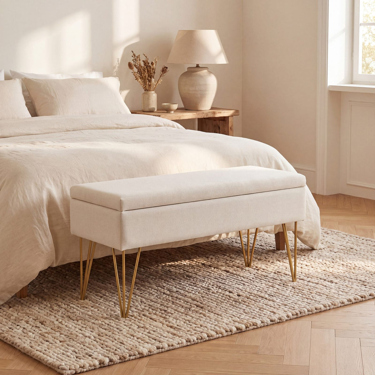NEST | Banc coffre pieds dorés | Nomaï – mise en situation 1