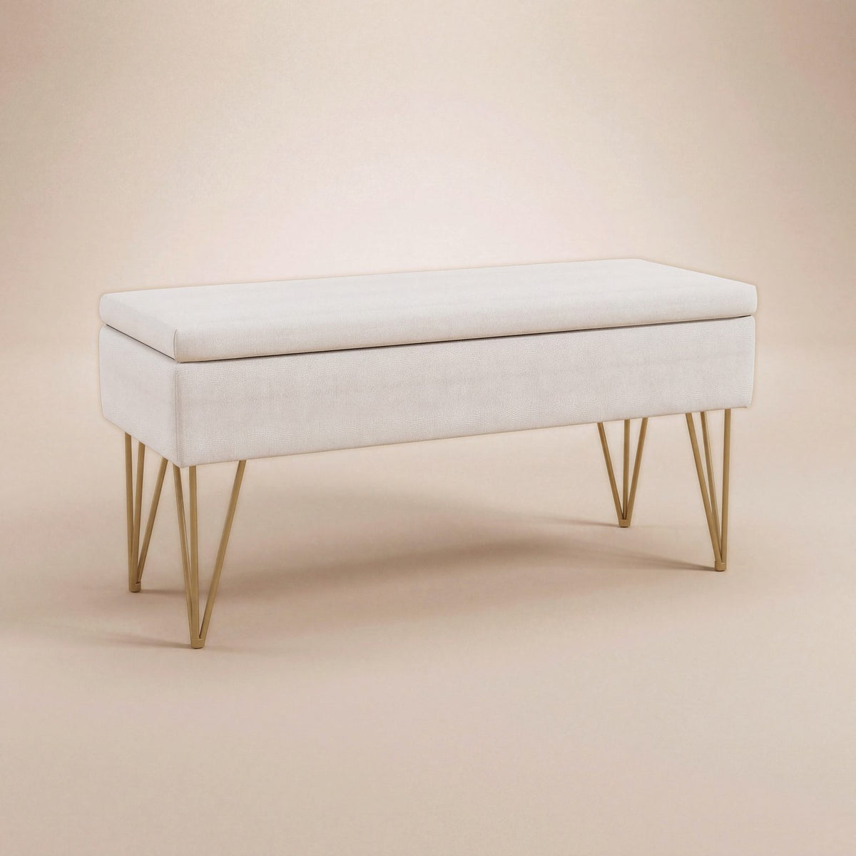 NEST | Banc coffre pieds dorés | Nomaï – crème