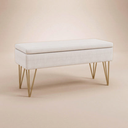 NEST | Banc coffre pieds dorés | Nomaï – crème