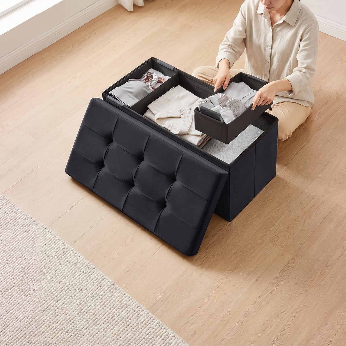 NEST | Banc coffre velours capitonné | Nomaï – mise en situation 2