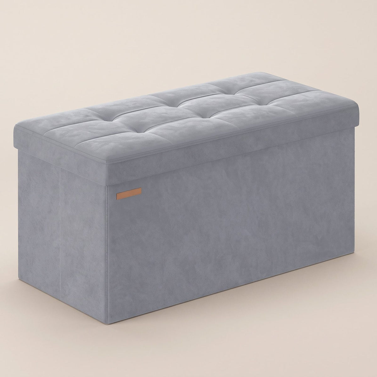 NEST | Banc coffre velours capitonné | Nomaï – gris clair