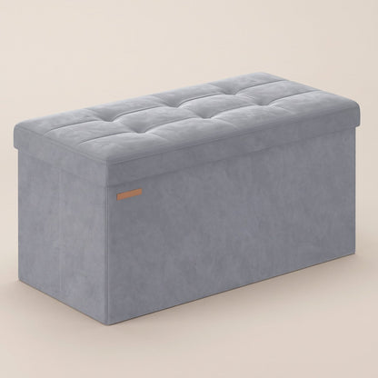 NEST | Banc coffre velours capitonné | Nomaï – gris clair