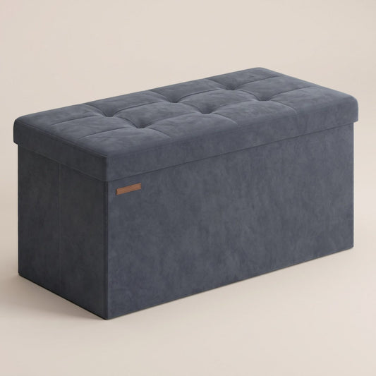 NEST | Banc coffre velours capitonné | Nomaï – gris foncé