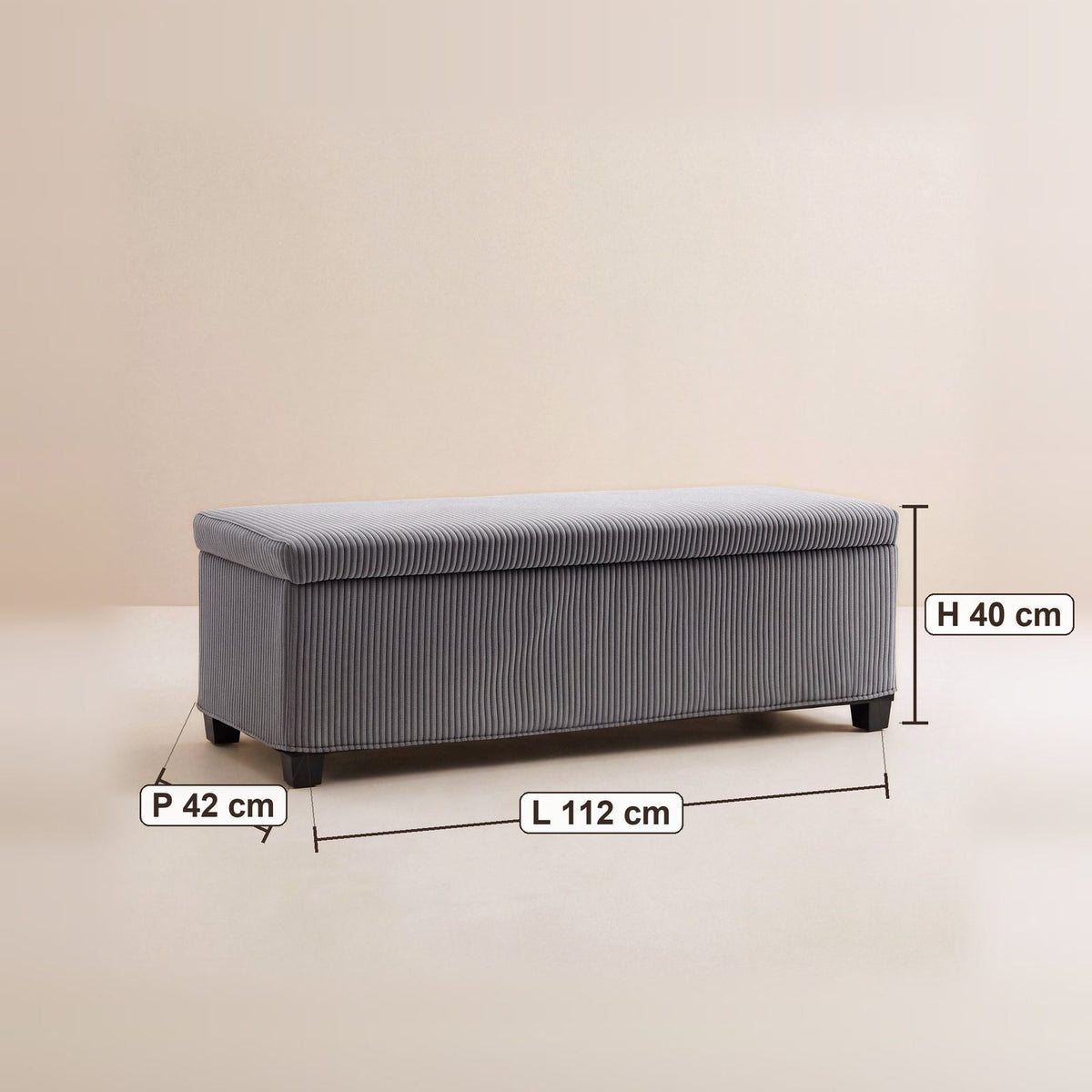NEST | Banc coffre velours côtelé | Nomaï – dimensions