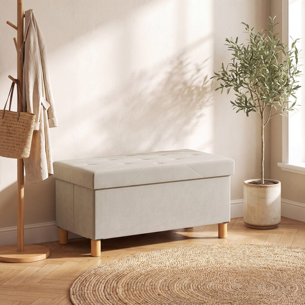 NEST | Banc coffre velours pliable | Nomaï – mise en situation 1