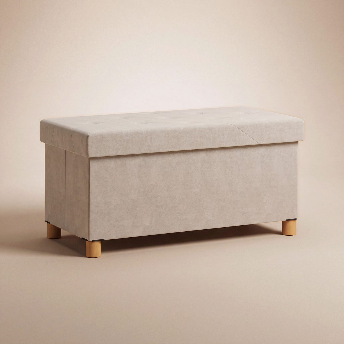 NEST | Banc coffre velours pliable | Nomaï – crème