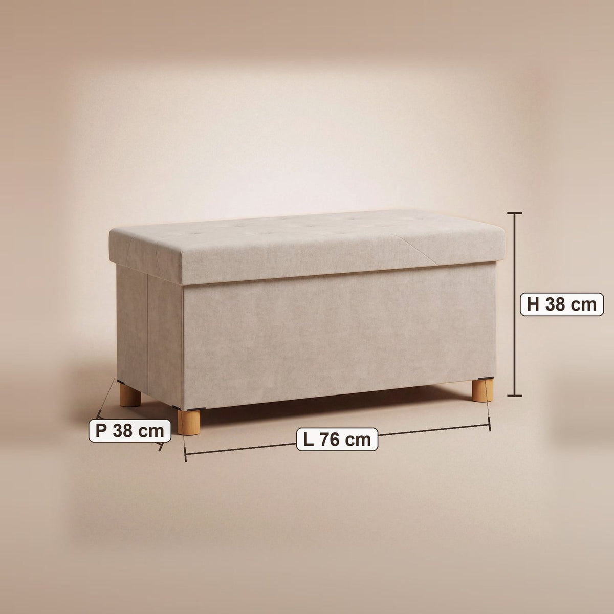NEST | Banc coffre velours pliable | Nomaï – dimensions