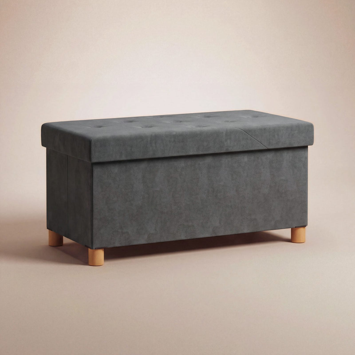 NEST | Banc coffre velours pliable | Nomaï – gris foncé