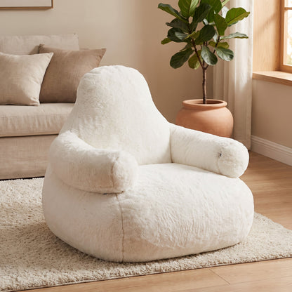 CLOUD | Pouf fauteuil fausse fourrure blanche | Nomaï – image 2