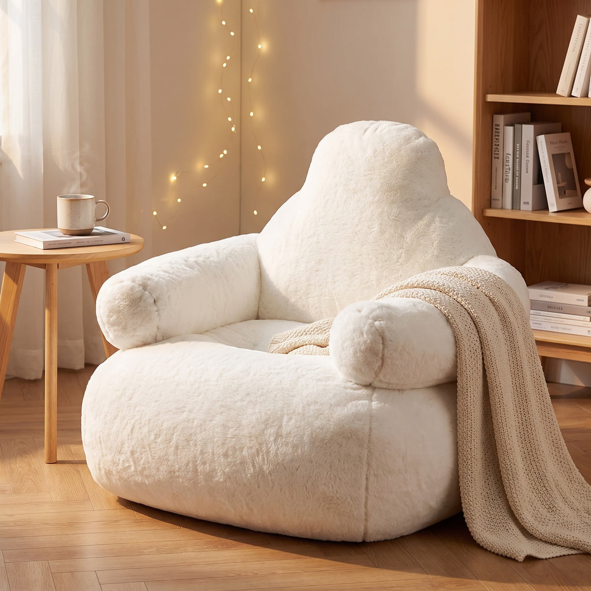 CLOUD | Pouf fauteuil fausse fourrure blanche | Nomaï – image 3