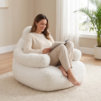 CLOUD | Pouf fauteuil fausse fourrure blanche | Nomaï – image 4