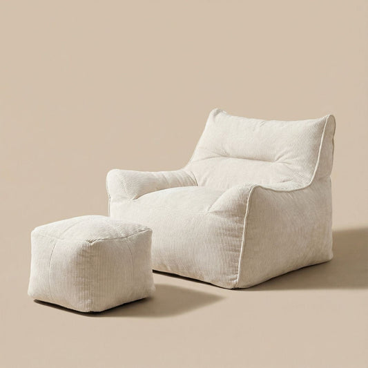 Fauteuil avec pouf intégré | Nomaï Beige