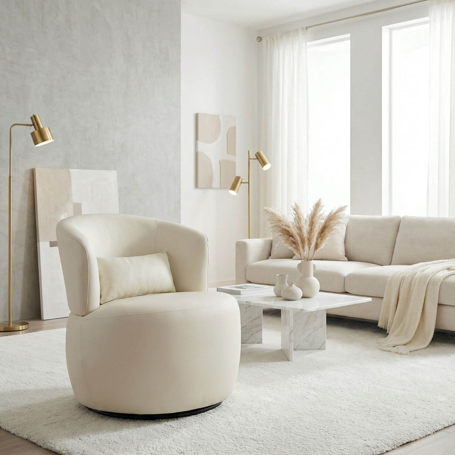 Fauteuil pouf blanc | Nomaï