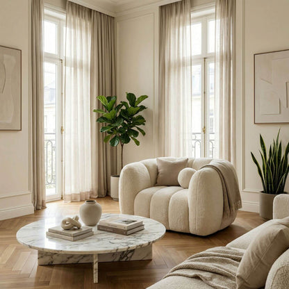 Fauteuil pouf bouclette | Nomaï Beige