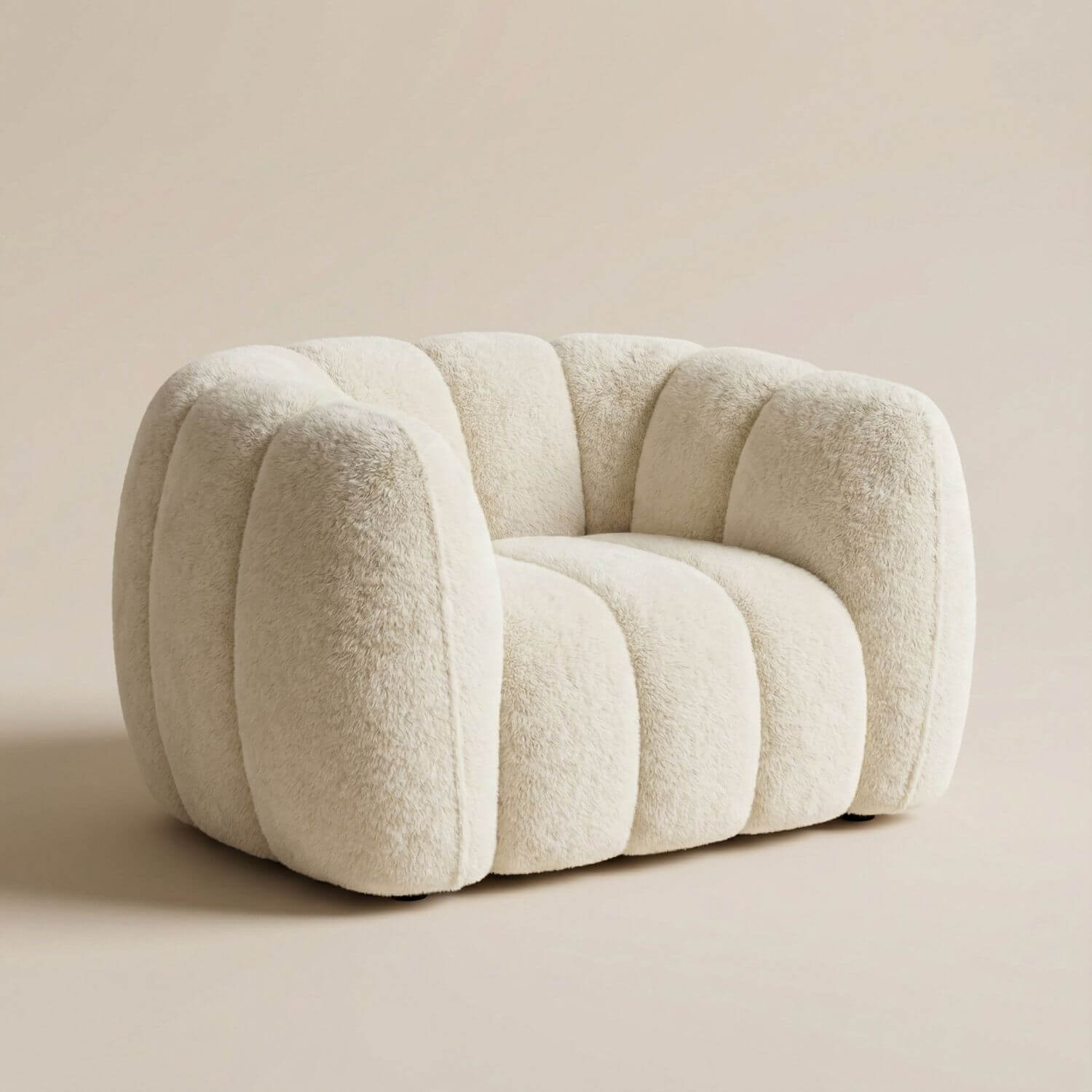 Fauteuil pouf bouclette | Nomaï Beige