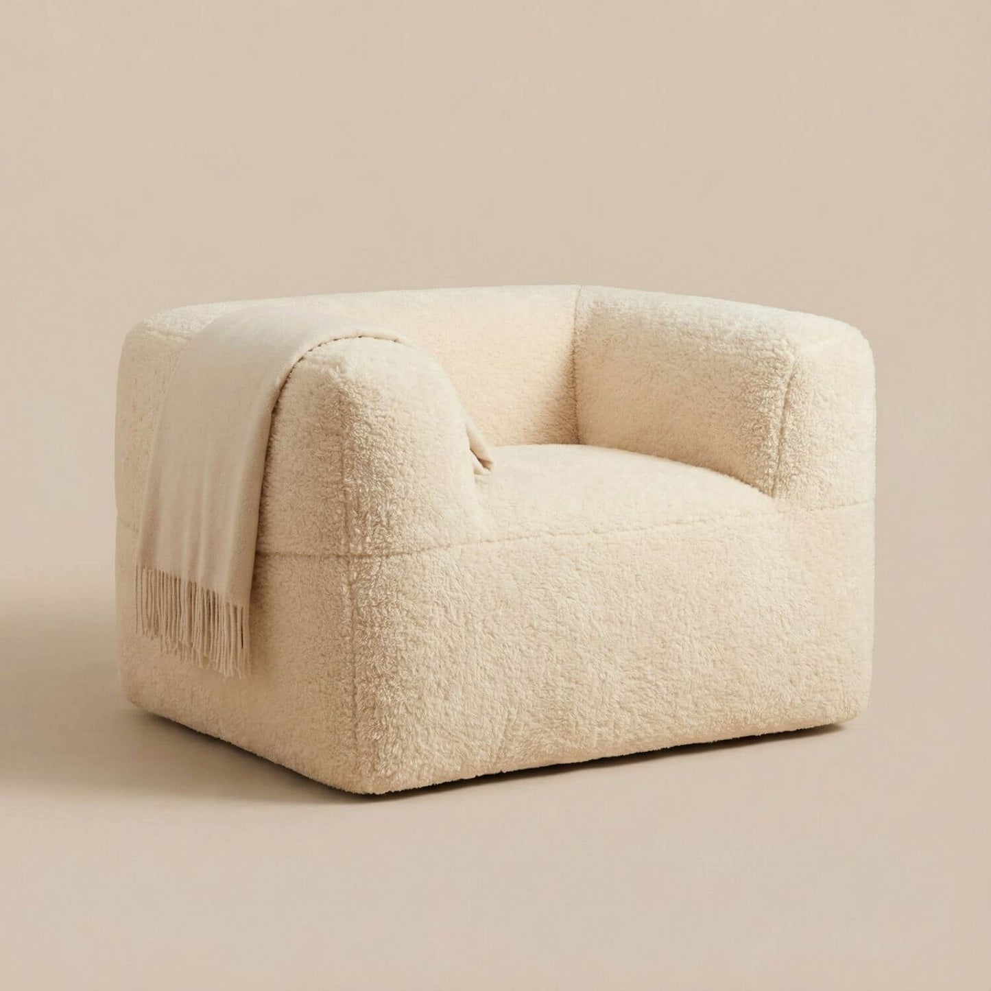 Fauteuil pouf fourrure | Nomaï Beige