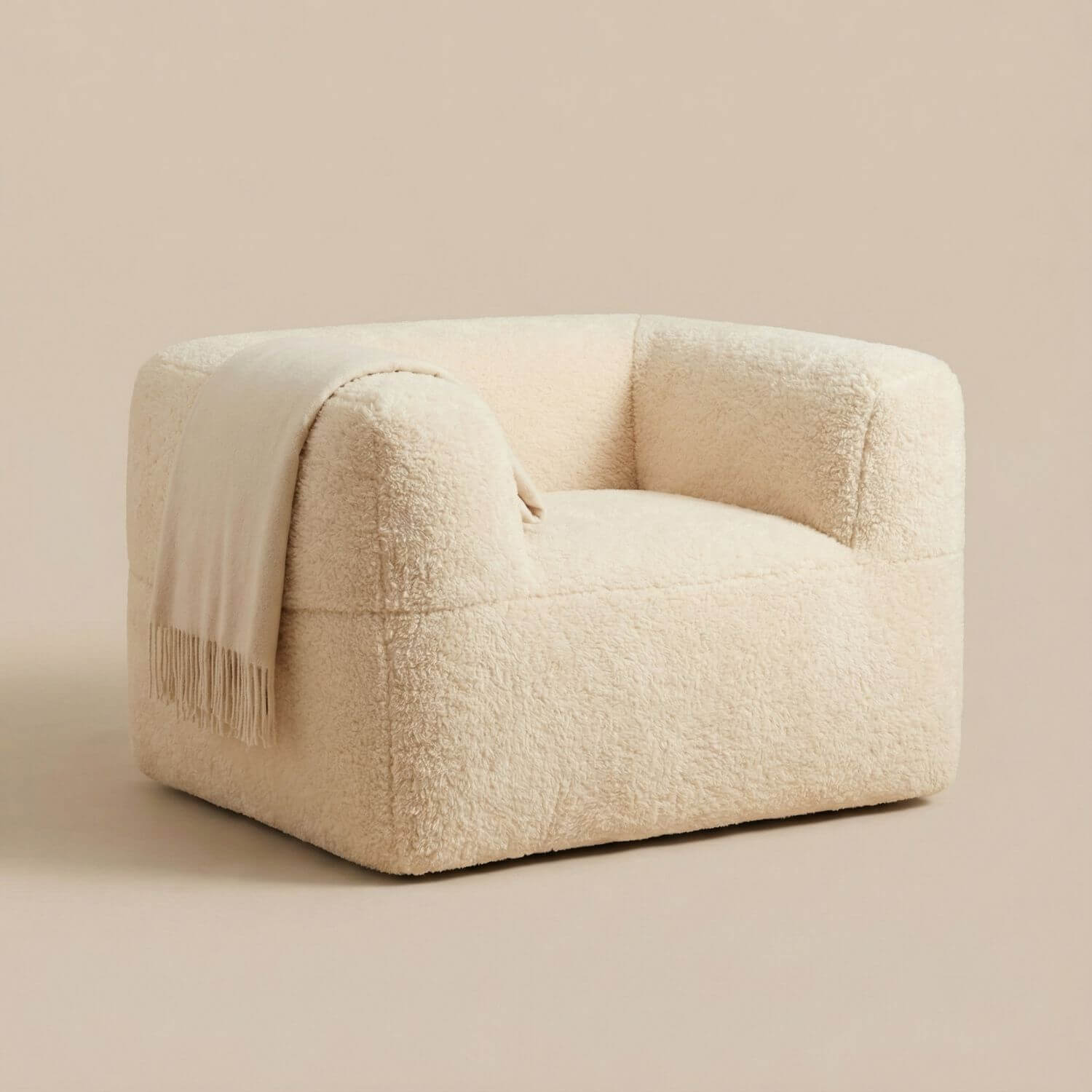 Fauteuil pouf fourrure | Nomaï Beige