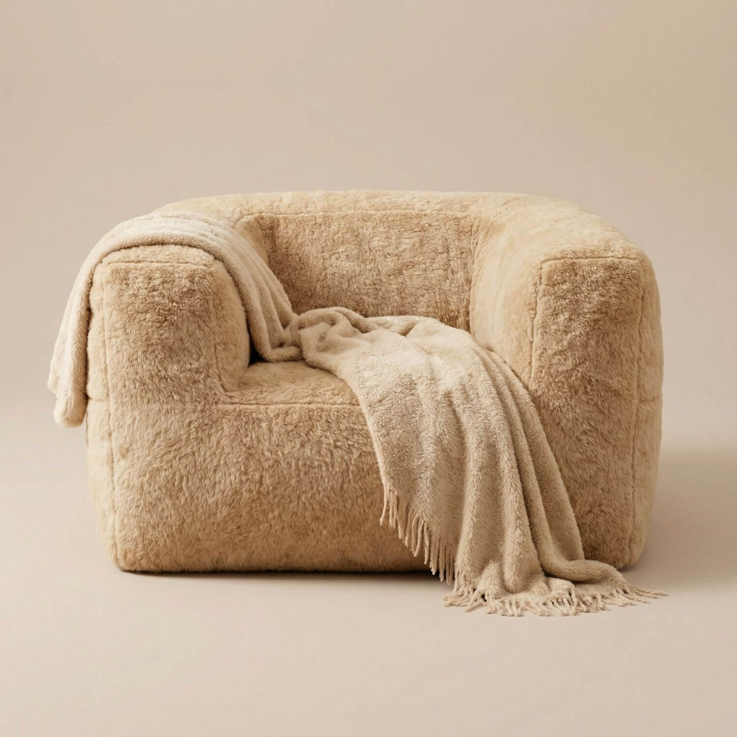 Fauteuil pouf fourrure | Nomaï Kaki