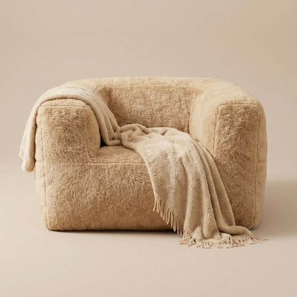 Fauteuil pouf fourrure | Nomaï Kaki