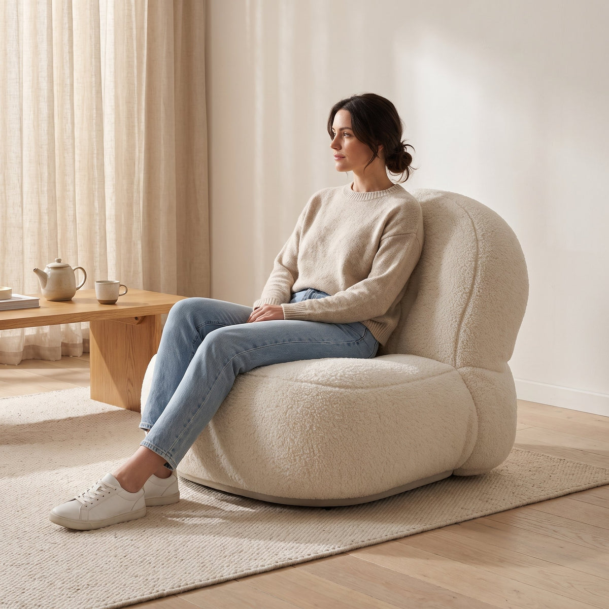 CLOUD | Fauteuil pouf sherpa | Nomaï – mise en situation 1