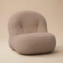Fauteuil pouf sherpa taupe, sherpa bouclé serré