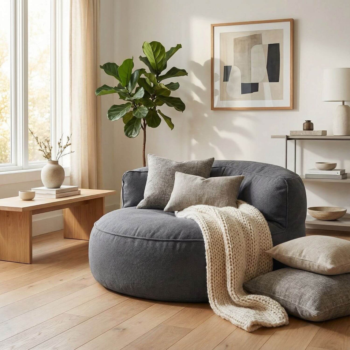 Fauteuil pouf tissu | Nomaï