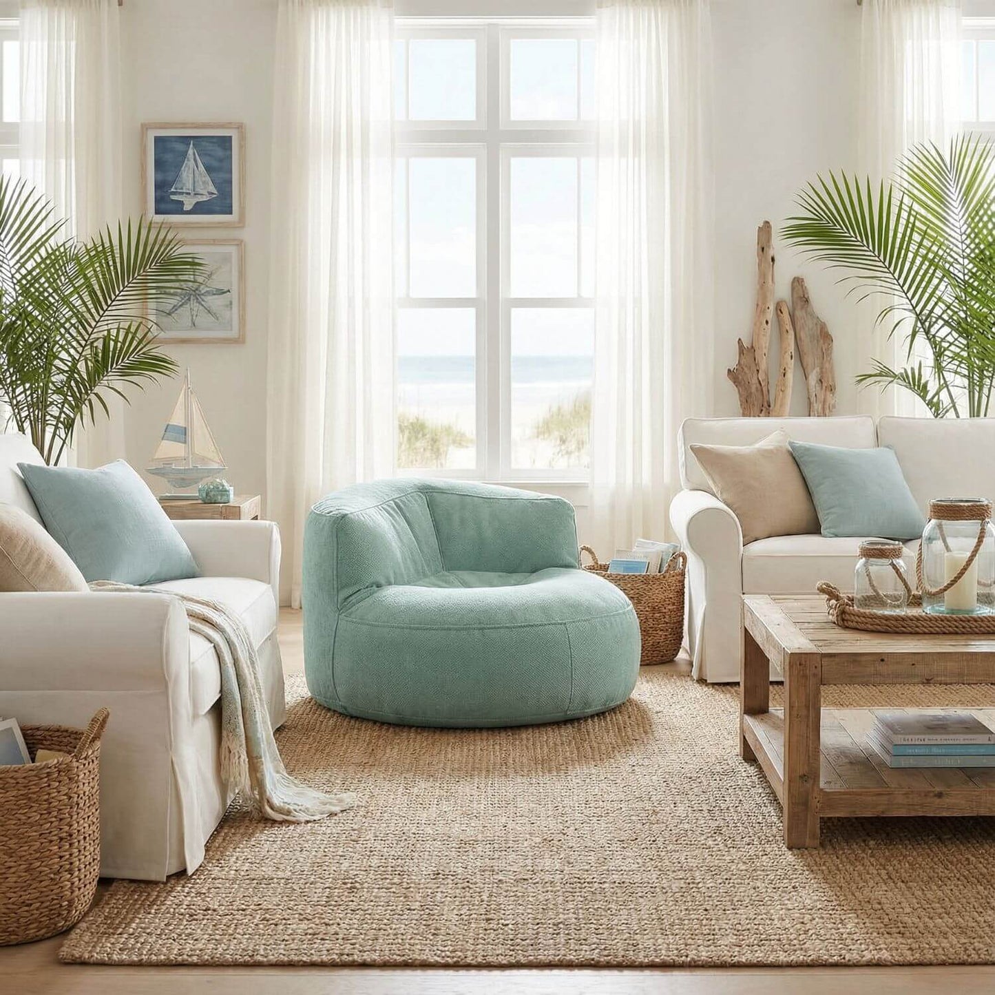 Fauteuil pouf tissu | Nomaï