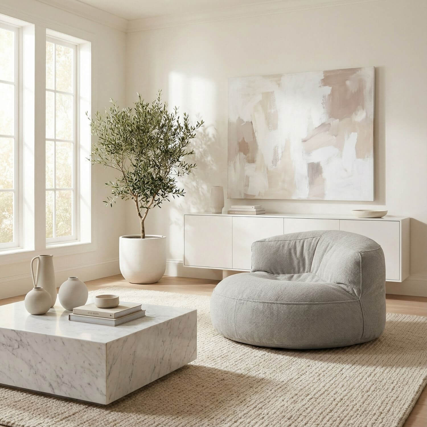 Fauteuil pouf tissu | Nomaï