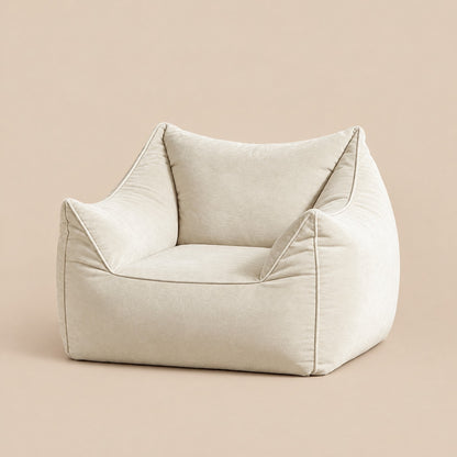 AURA | Fauteuil pouf velours ras et repose-pied | Nomaï – Beige