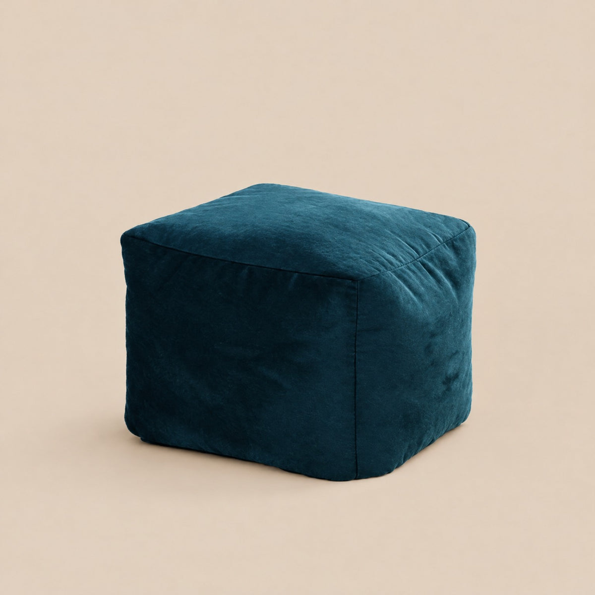 AURA | Fauteuil pouf velours ras et repose-pied | Nomaï – Repose-pied bleu canard