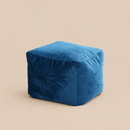 AURA | Fauteuil pouf velours ras et repose-pied | Nomaï – Repose-pied bleu roi