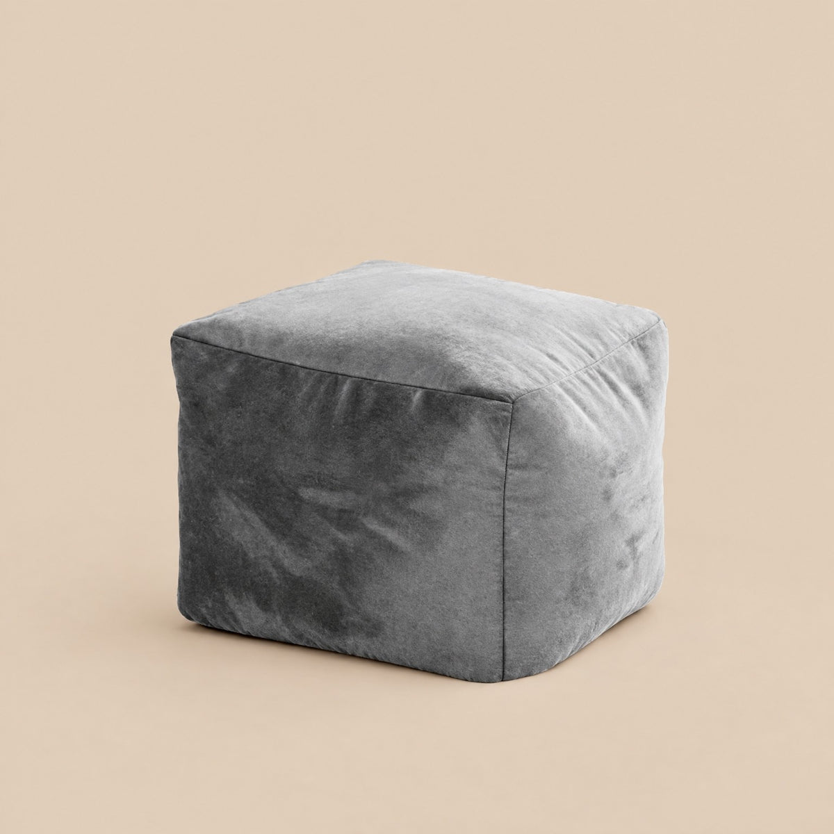 AURA | Fauteuil pouf velours ras et repose-pied | Nomaï – Repose-pied gris