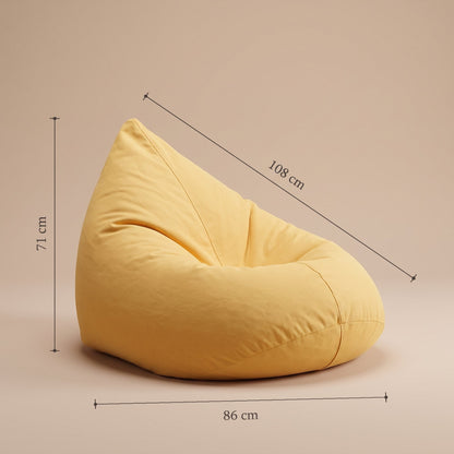 Pouf chaise longue coton doux jaune, cotes 108 x 86 x 71 cm