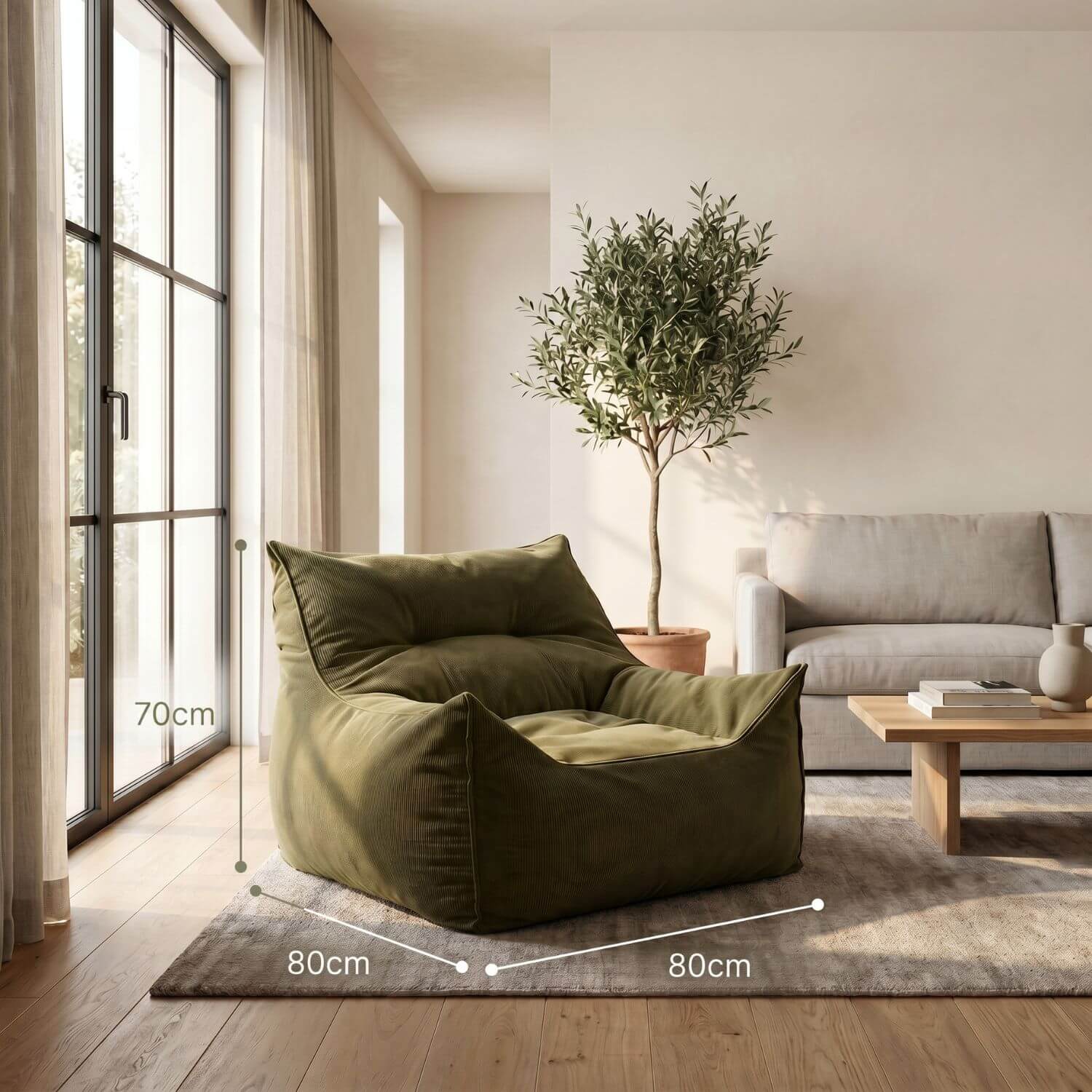 NESTA | Fauteuil pouf d’angle velours côtelé | Nomaï – image 3
