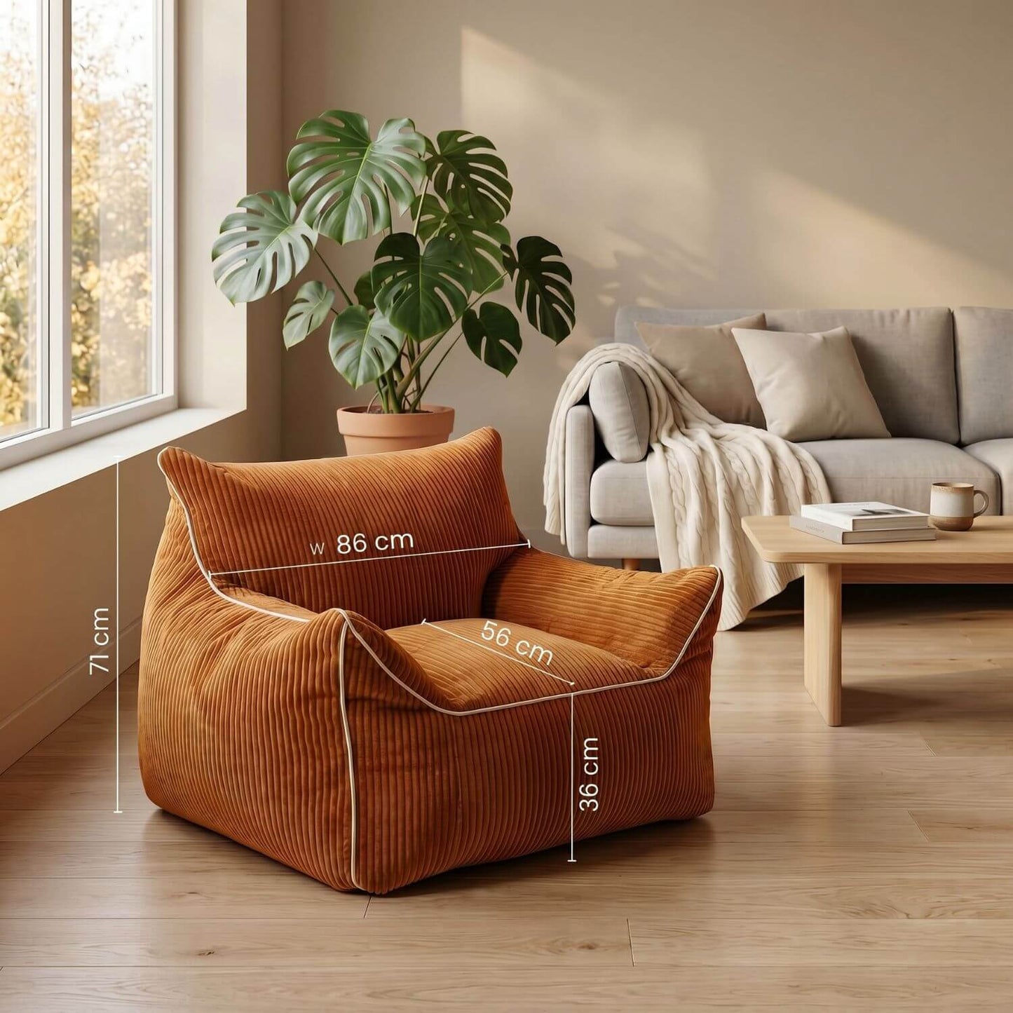 NESTA | Pouf fauteuil velours côtelé doux | Nomaï – image 3