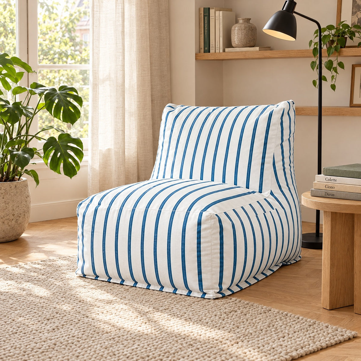 AURA | Pouf chaise longue coton et repose-pied | Nomaï – ambiance 1