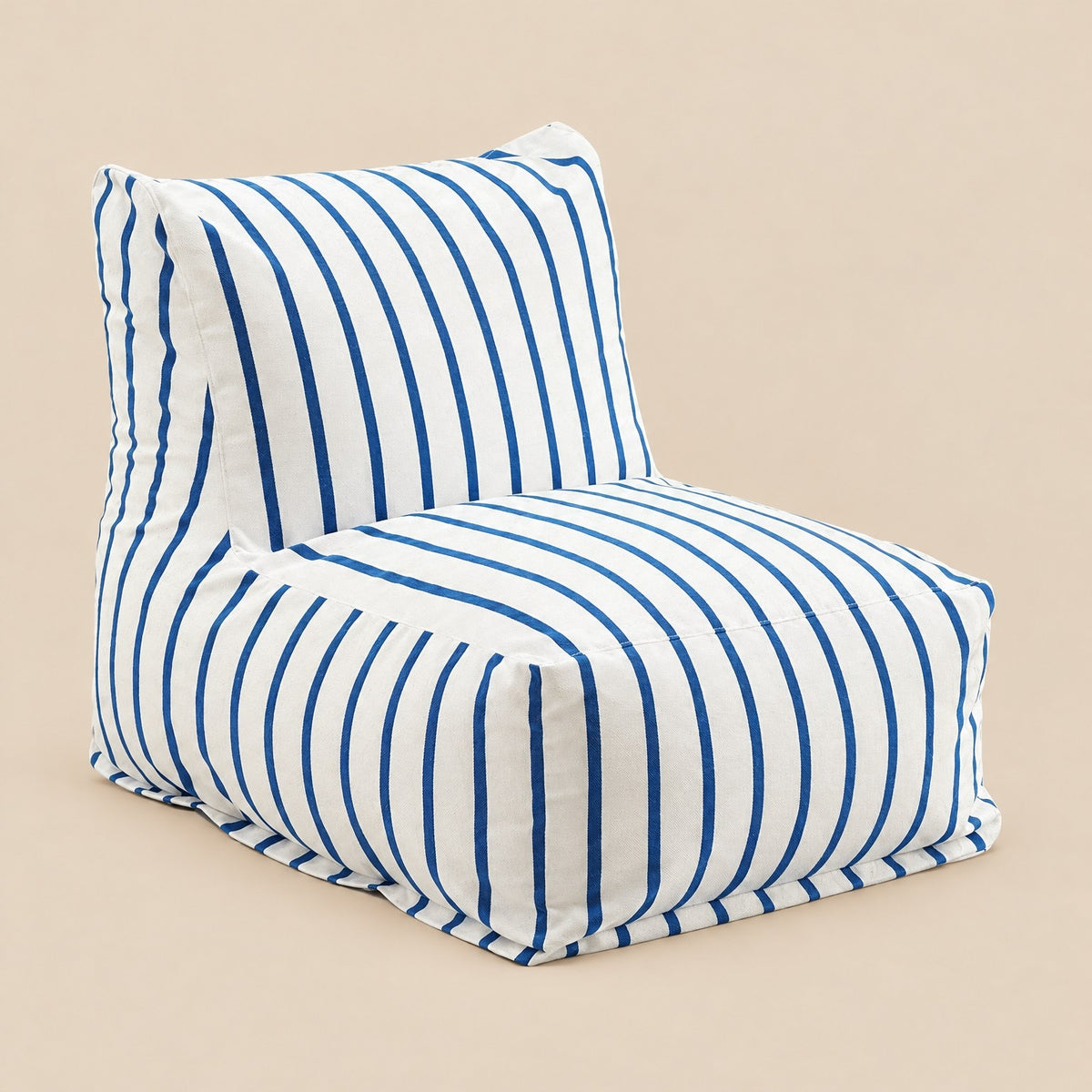 AURA | Pouf chaise longue coton et repose-pied | Nomaï – Rayé bleu