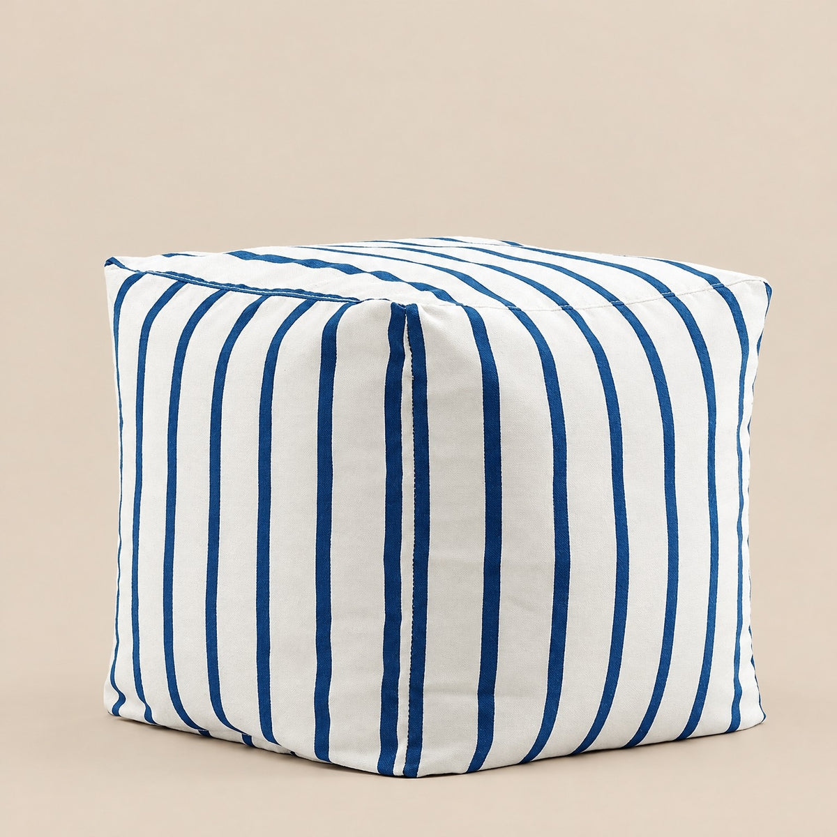 AURA | Pouf chaise longue coton et repose-pied | Nomaï – Repose-pied rayé bleu