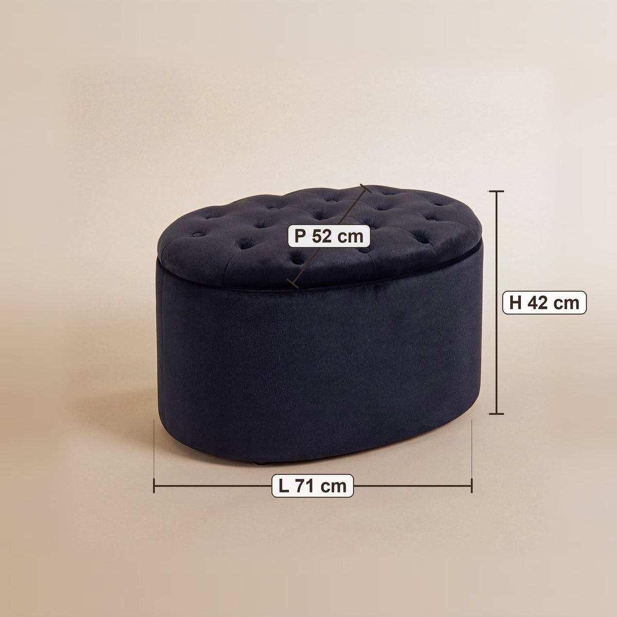 NEST | Pouf coffre ovale capitonné | Nomaï – dimensions