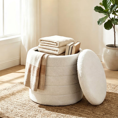 NEST | Pouf coffre rond teddy | Nomaï – mise en situation 2
