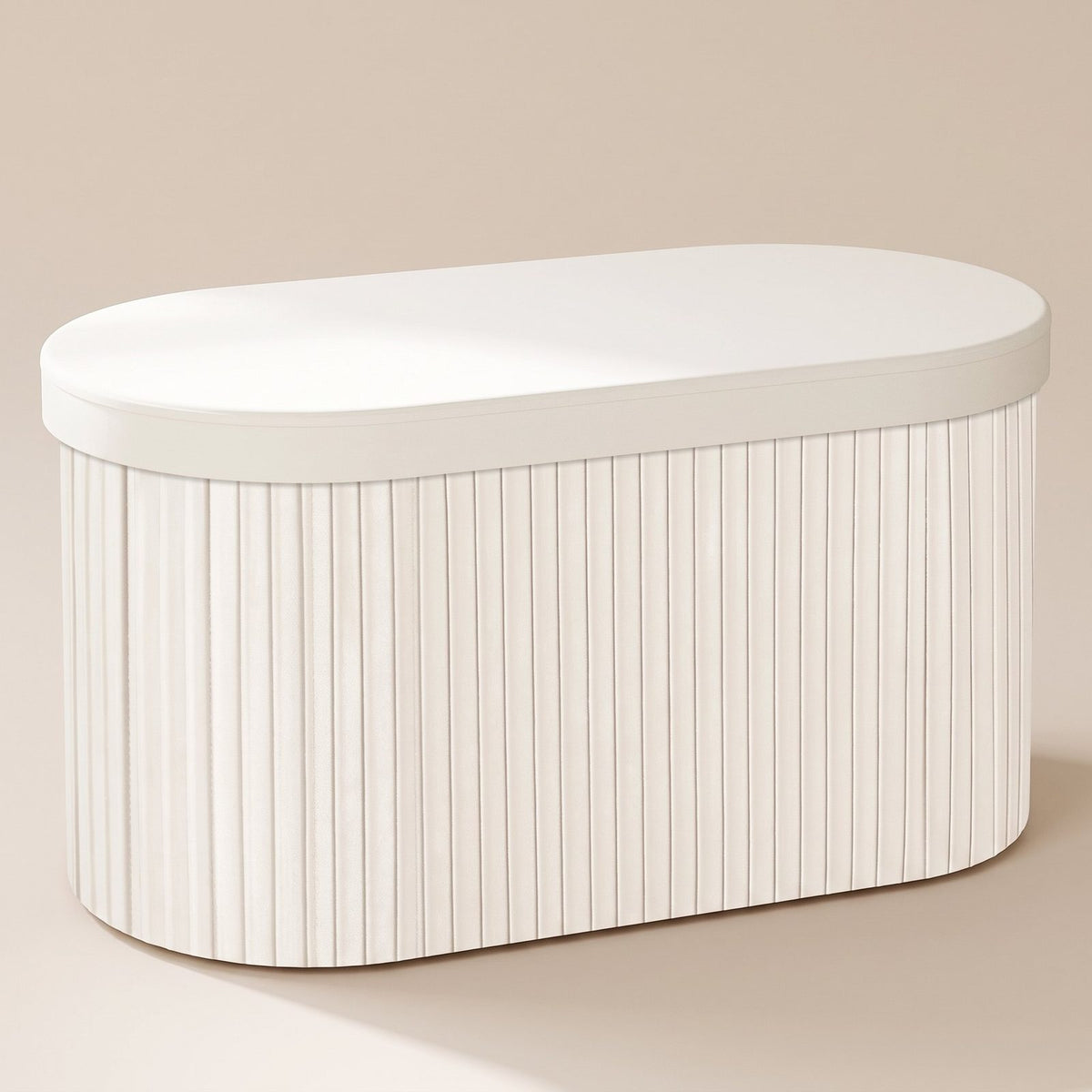 NEST | Pouf coffre velours cannelé | Nomaï – banc 76 cm crème