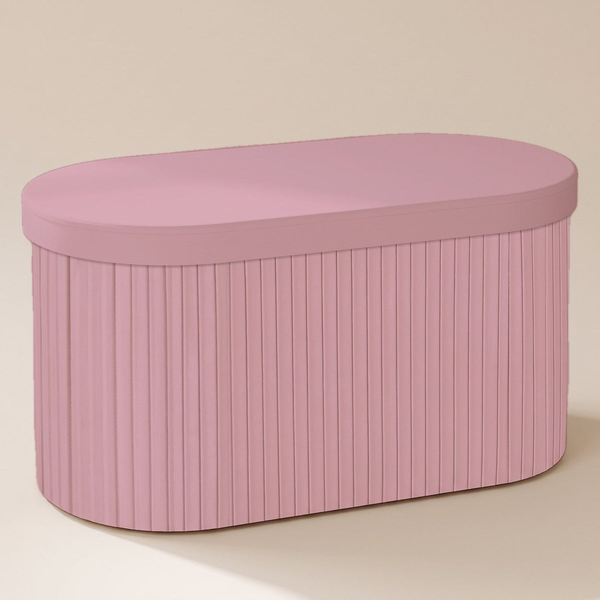 NEST | Pouf coffre velours cannelé | Nomaï – banc 76 cm rose