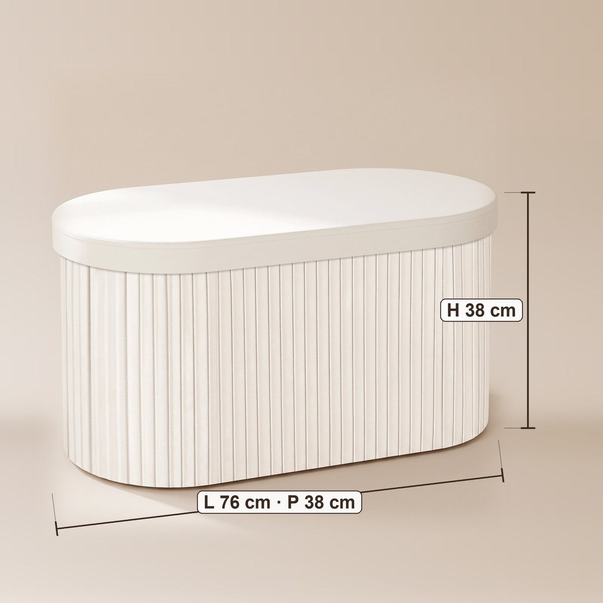 NEST | Pouf coffre velours cannelé | Nomaï – dimensions version banc